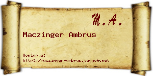 Maczinger Ambrus névjegykártya